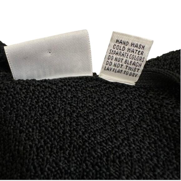 Chicos Design Cardigan Sweater Top Black Open Weave Knit Button Front Size M/L - Picture 11 of 12